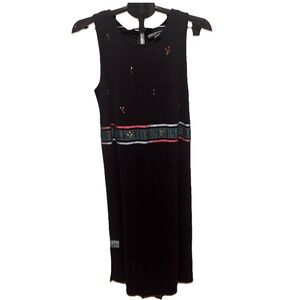 Vintage 90s Folk Cottagecore Dress Small Floral Embroidery Minimalist Hong‎ Kong